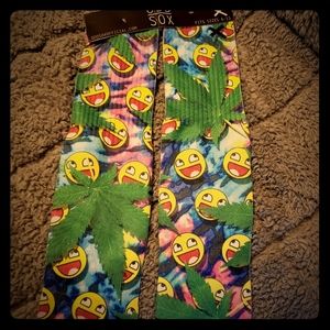 Odd Sox 420 Weed & Emoji Below the Knee Socks NWT